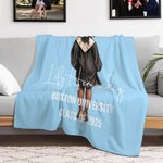 Personalized Watercolor Floral Grad Cap Graduates' Back Soft Throw Blanket with Name and Year School Celebration Home Decor Gift for Graduates