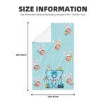 Personalized Colorful Polka Dot Bunny Ears 1-3 Face Photos Quick Dry Waffle Tea Towel with Initial and Name Easter Dining Decor Gift for Kids Family
