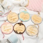 Personalised Baby's First Christmas Snowflake Glitter Hanging Ornament with Engraved Name and Date Christmas Gift for Newborn