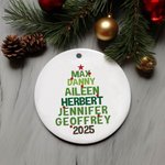 Spersonalizowany obraz choinki rodzinnej Ceramiczna zawieszka Ozdoba świąteczna z imionami Prezent świąteczny