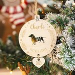 Ornement Noël en Bois Personnalisé avec Nom et Text Gravés Décoration Suspendue avec Silhouette de Chien Cadeau pour Amoureux d'Animal