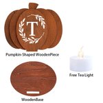 Personalized 3D Pumpkin Tea Light Holder with Initial and LED Candle Home Decor Halloween Birthday Gift for Friend Family