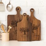 Personalised Engraved Tree of Life Reversible Charcuterie Chopping Board with Grip and Text Housewarming Wedding Gift for Family