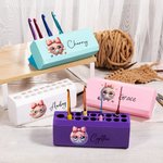 Personalised Cartoon Bow Yarn Ball Multicolour 3D Printed 17 Hole Crochet Hook Storage Box Display Stand with Name Birthday Gift for Knitting Lovers
