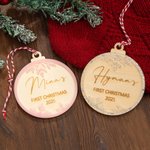 Personalised Baby's First Christmas Snowflake Glitter Hanging Ornament with Engraved Name and Date Christmas Gift for Newborn