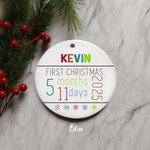 Ornement personnalisé en céramique avec photo de bébé et informations sur le bébé Cadeau d'annonce de naissance Cadeau de premier Noël pour bébé