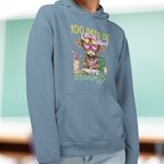 Personalizada 100 Días Vaca Montañesa Camiseta Sudadera Sudadera con Capucha con Nombre Día del Profesor Regalo de Vuelta al Cole para Profesores