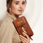 Spersonalizowana moda Konstelacja Kreskówka Dziewczyna PU Skórzany portfel na telefon Torebka na ramię z imieniem Wielokomorowy prezent urodzinowy dla druhny dla kobiet