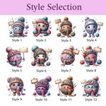 Personalized Cartoon Crochet Pattern Canvas Makeup Bag with Name and Zipper Crochet Accessory Birthday Gift for Knitting Lovers