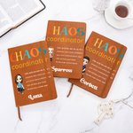 Personalized Chaos Coordinator Cartoon Character A5 Leather Cover Notebook with Name Recording Accessories Birthday Gift for Students Office Workers