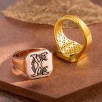 Personalized Engraved Monogram Initials Signet Ring Anniversary Birthday Gift for Men Women