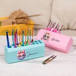 Personalised Cartoon Bow Yarn Ball Multicolour 3D Printed 17 Hole Crochet Hook Storage Box Display Stand with Name Birthday Gift for Knitting Lovers