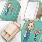 Personalizado arco estetoscopio nacimiento flor PU cuero joyero con LED maquillaje espejo enfermera semana gracias cumpleaños regalo para personal médico