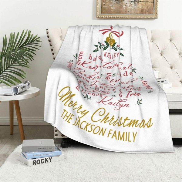 Coperta personalizzata Word Name Cloud con testo Regalo di Natale per amici di famiglia