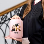 Personalisierte Cartoon Graduate Girl Initial Travel Jewelry Box mit Namen und wechselnde Farbe LED Make-up-Spiegel Graduierung Geburtstag Geschenk für Mädchen