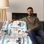 Personlig flerfärgad amerikansk fotbollsspelare design mjuk kasta filt med namn och nummer heminredning födelsedag jubileumsgåva för sportälskare