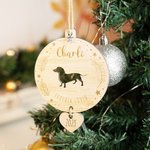 Ornement Noël en Bois Personnalisé avec Nom et Text Gravés Décoration Suspendue avec Silhouette de Chien Cadeau pour Amoureux d'Animal