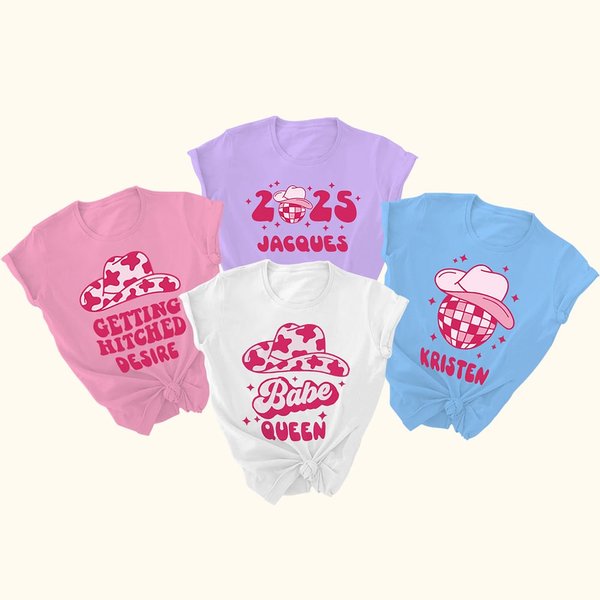 Personalized Disco Style T-Shirt with Name for Bridesmaid Bride Bachelorette Bridal Party Gift