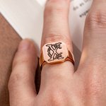Personalized Engraved Monogram Initials Signet Ring Anniversary Birthday Gift for Men Women