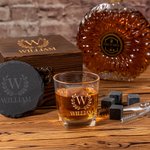 Personalisiertes Retro Whiskeyglas und -steine Holzkiste Set mit Golf Initiale Namen Auswählbarer Schiefer Untersetzer Geburtstag Geschenk für Herren