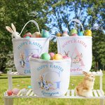 Sac à main personnalisé avec nom et prénom pour la chasse aux oeufs de Pâques, cadeau de fête pour les enfants.