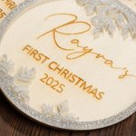 Personalised Baby's First Christmas Snowflake Glitter Hanging Ornament with Engraved Name and Date Christmas Gift for Newborn