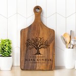 Personalised Engraved Tree of Life Reversible Charcuterie Chopping Board with Grip and Text Housewarming Wedding Gift for Family