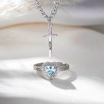 Personalizado exquisito amor en forma de corazón anillo de piedra de nacimiento y pulsera ajustable conjunto con el nombre de cumpleaños regalo de aniversario para las mujeres