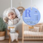 Adorno colgante de cerámica personalizado con foto de bebé y estadísticas de nacimiento Decoración para el hogar Primer regalo de Navidad del Día de la Madre para la nueva mamá Abuelos