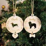 Ornement Noël en Bois Personnalisé avec Nom et Text Gravés Décoration Suspendue avec Silhouette de Chien Cadeau pour Amoureux d'Animal