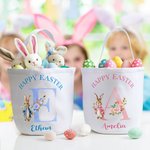 Sac à main personnalisé avec nom et prénom pour la chasse aux oeufs de Pâques, cadeau de fête pour les enfants.