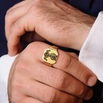Personalized Engraved Monogram Initials Signet Ring Anniversary Birthday Gift for Men Women
