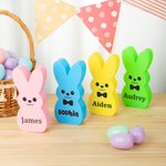 Personalisierter mehrfarbiger Osterhase Deko mit LED-Licht und Namen Haus Korb Deko Ostern Party Geschenk für Familie Jungen Mädchen