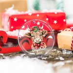 Personalised Cute Holly Wreath Plaid Bow Highland Cow Acrylic Ornament with Name and Year Christmas Tree Decor Gift for Family Kids
