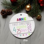 Ornement personnalisé en céramique avec photo de bébé et informations sur le bébé Cadeau d'annonce de naissance Cadeau de premier Noël pour bébé