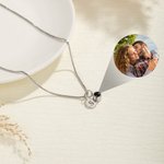 Personalised Engraved Initial Disc Photo Projection Necklace with 100 Languages I Love You Dainty Jewellery Birthday Anniversary Gift for Women