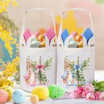 Orejas de conejo personalizado Cruz cesta de lona con el nombre de Pascua Huevos de Caza Fiesta de Cumpleaños Regalo para los niños