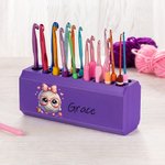 Personalised Cartoon Bow Yarn Ball Multicolour 3D Printed 17 Hole Crochet Hook Storage Box Display Stand with Name Birthday Gift for Knitting Lovers