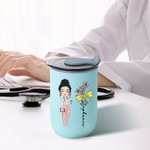 Personalisierte Cartoon-Charakter Bogen Geburt Blume 10 oz isoliert Becher mit Namen und Stroh Wertschätzung Geburtstagsgeschenk für Krankenschwester Arzt medizinisches Personal