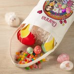 Personalisierte Frohe Ostern Regenbogen Ostereier Cartoon-Charakter Leinwand Korb mit Namen Party Gunst Ostern Geschenk für Jungen Mädchen