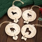 Ornement Noël en Bois Personnalisé avec Nom et Text Gravés Décoration Suspendue avec Silhouette de Chien Cadeau pour Amoureux d'Animal
