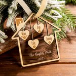 Ornamento di Natale personalizzato con i nomi dei membri della famiglia da 1 a 9, con l'amore per la casa