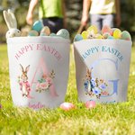 Sac à main personnalisé avec nom et prénom pour la chasse aux oeufs de Pâques, cadeau de fête pour les enfants.