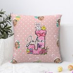 Personalized Colorful Polka Dot Cute Easter Bunny 1-3 Photos Soft Throw Pillow Cover with Name Home Decor Easter Party Gift for Boys Girls