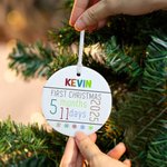 Ornement personnalisé en céramique avec photo de bébé et informations sur le bébé Cadeau d'annonce de naissance Cadeau de premier Noël pour bébé