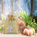 Personalisierte niedlichen Hasen floralen anfänglichen Ostern Sackleinen Geschenkbeutel mit Namen Ostern Urlaub Party Favors Geschenk für Jungen Mädchen