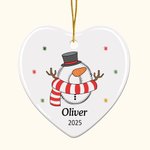 Gepersonaliseerd Schattig Beeldverhaal Alfabet Ontwerp Hart-Vormig Kerstmis Ceramisch Ornament met Naam Jaar Kerstmis Geschenk voor Vriend van het Kind