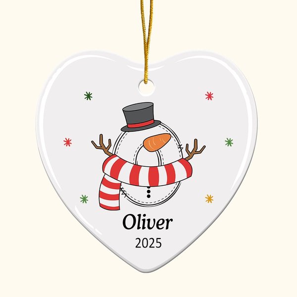 Gepersonaliseerd Schattig Beeldverhaal Alfabet Ontwerp Hart-Vormig Kerstmis Ceramisch Ornament met Naam Jaar Kerstmis Geschenk voor Vriend van het Kind