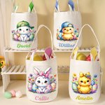 Personalisierte niedliche Kaninchen Küken Blumen Hasenohren Design Korb Tasche mit Namen Ostereierjagd Party Favors Geschenk für Jungen Mädchen