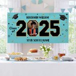Personalisierte Congrats Grad Cap Multicolor Klasse von 2025 Banner mit Foto und Name Party Dekoration Graduierung Geschenk für Absolventen Freunde